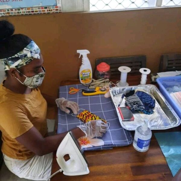 Mother Spends Time Making Face Masks