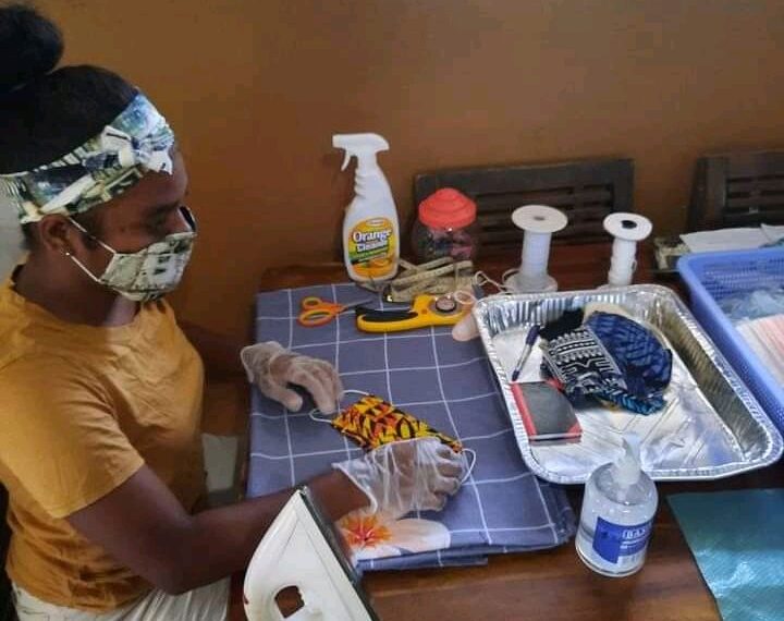 Mother Spends Time Making Face Masks